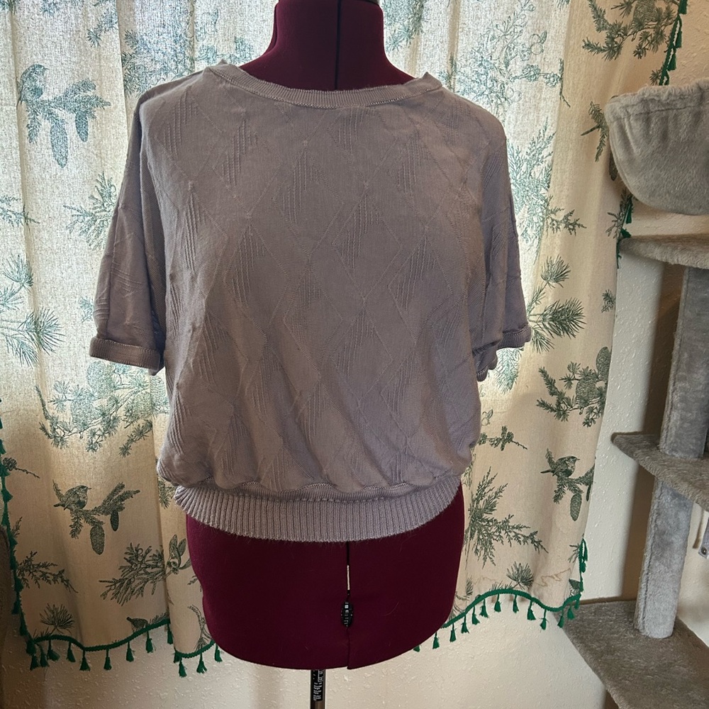 Lavender Vintage Short-sleeve Knit Sweater